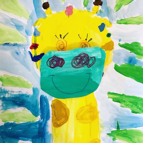 Die süße Giraffe in 3D für Kinder zuhause